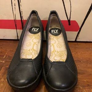 Black leather platform shoe (size 38/size 7 🇺🇸)